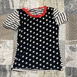 Vici Women Top Stripe Dot Two tones Short Sleeves